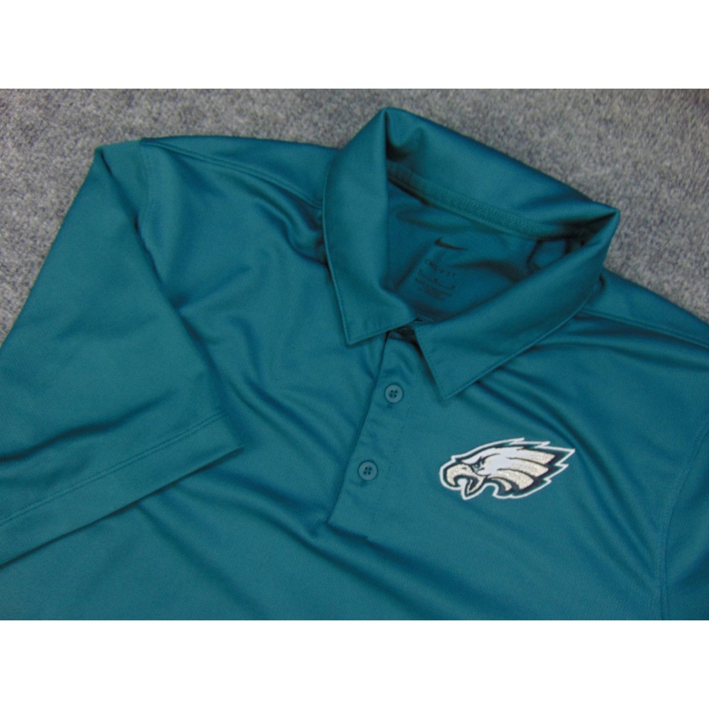 Philadelphia Eagles Polo Mens Medium Nike Dri-Fit Teal Green Solid NFL Football